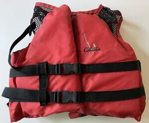 Cabela's Red Youth Life Vest Jacket Floatation Aid - TYPE III PFD 50 - 90 lbs